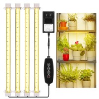 Mosthink Led Grow Light Strips For Indoor Plants Full Spectrum 4 Packs Grow Light With Auto Timer 3612H Dimmable Sunlike Gro