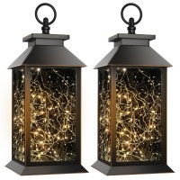 Aytpu Solar Lanterns Outdoor Waterproof Hanging Vintage Led Fairy Lights Lantern Upgraded Solar And Aaa Battery Powered For Ou