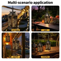 Aytpu Solar Lanterns Outdoor Waterproof Hanging Vintage Led Fairy Lights Lantern Upgraded Solar And Aaa Battery Powered For Ou