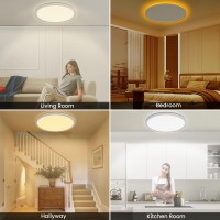 Deeplite Ceiling Light With Night Light Flush Mount 12 Inch 29W 3K4K6K Selects Round Prism Eyecaring Panel Low Profile Wir