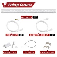 Vshape 10 Pack 100W 8Ft Led Shop Lights Super Bright 13000Lm 5000K T8 Led Garage Light 8 Foot No Rf Fm Interference Linkable