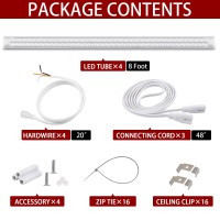 Vshape 8Ft Led Shop Light Fixture 100W 13000Lm 5000K Daylight Bright White Linkable Led Garage Lights Fixture 8 Foot Led Shop