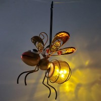 Honeybee Solar Lantern Garden Decor Led Hanging Solar Dragonfly Decoration Patio Yard Butterfly Sculptures For Outdoor Bug De