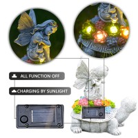 Aveki Garden Statue, Turtle & Flower Fairy Figurines With Succulent Outdoor Garden Decor, Resin Sculpture Decor With Led Lights, Solar Garden Lights Outdoor Waterproof For Patio Yard(Succulent)