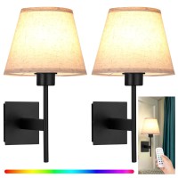 Battery Operated Wall Sconce Set Of Two Rechargeable Wireless Wall Lights With Remote Dimmable 10100 Color Adjustable