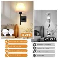 Battery Operated Wall Sconce Set Of Two Rechargeable Wireless Wall Lights With Remote Dimmable 10100 Color Adjustable