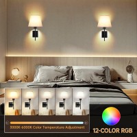 Battery Operated Wall Sconce Set Of Two Rechargeable Wireless Wall Lights With Remote Dimmable 10100 Color Adjustable