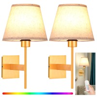 Battery Operated Wall Sconce Set Of Two Rechargeable Wireless Wall Lights With Remote Dimmable 10100 Color Adjustable