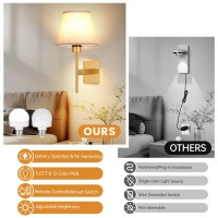 Battery Operated Wall Sconce Set Of Two Rechargeable Wireless Wall Lights With Remote Dimmable 10100 Color Adjustable