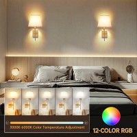 Battery Operated Wall Sconce Set Of Two Rechargeable Wireless Wall Lights With Remote Dimmable 10100 Color Adjustable