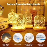 Minetom 6 Pack Fairy Lights Battery Operated String Lights With Timer 7Ft 20 Led Waterproof Silver Wire Firefly Lights Waterpr