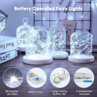 Minetom 12 Pack Fairy Lights Battery Operated String Lights With Timer 7Ft 20 Led Waterproof Silver Wire Firefly Lights Waterp