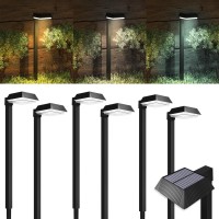 Sunco 6 Pack 2W Solar Sidewalk Dusk To Dawn Outdoor Backyard Walkway Garden Driveway Landscape Waterproof Patio Yard Lawn Super