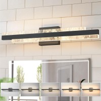 Hahzt Modern Bathroom Vanity Light Matte Black 32 Inch 28W Dimmable Led Bath Bar Light Fixtures Over Mirror Wall Sconce Pictu