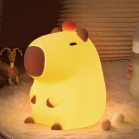 Coolgift Mart Capybara Gifts Cute Animal Silicone Night Light Touch Control Timer Usb Rechargeable Ideal For Breastfeeding