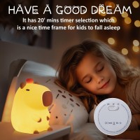 Coolgift Mart Capybara Gifts Cute Animal Silicone Night Light Touch Control Timer Usb Rechargeable Ideal For Breastfeeding