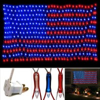 American Flag Lights, Waterproof Led Us Flag Net Light, Outdoor Waterproof Patriotic Lights Hanging Ornaments For Memorial Day, Garden, Holiday, Party Decoration, Christmas Decorations