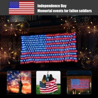 American Flag Lights, Waterproof Led Us Flag Net Light, Outdoor Waterproof Patriotic Lights Hanging Ornaments For Memorial Day, Garden, Holiday, Party Decoration, Christmas Decorations