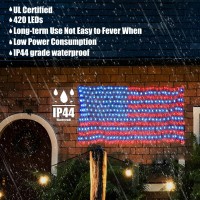 American Flag Lights, Waterproof Led Us Flag Net Light, Outdoor Waterproof Patriotic Lights Hanging Ornaments For Memorial Day, Garden, Holiday, Party Decoration, Christmas Decorations