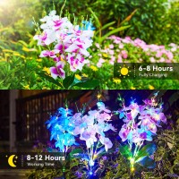 Kooper Solar Lights Outdoor Garden 3Pcs Upgraded Phalaenopsis Solar Flower Lights Outdoor With 180 Leds Multicolor Grave Deco