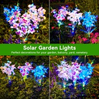 Kooper Solar Lights Outdoor Garden 3Pcs Upgraded Phalaenopsis Solar Flower Lights Outdoor With 180 Leds Multicolor Grave Deco