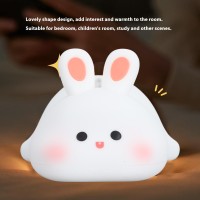 Cute Rabbit Silicone Light For Bedroom Baby Room Study, Usb Rechargeable Touch Bunny Lamp With Soft Tap Control