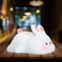 Cute Rabbit Silicone Light For Bedroom Baby Room Study, Usb Rechargeable Touch Bunny Lamp With Soft Tap Control