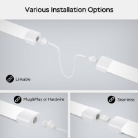 Denlead Plug In Ceiling Light 2Ft 2Pcs 5000K 18W Linkable Led Shop Lights Tube Lights Fixture With Nooff Switch Led Bar Ligh