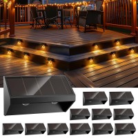 Niorsun Solar Lights For Outside 12 Pack Led Outdoor Stair Lights Warm White Solar Deck Lights Solar Fence Lights Outdoor Water