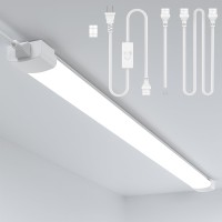 Denlead 4Ft Led Garage Light Fixture 5000K Plug In Ceiling Light Linkable Overhead Tube Light With Plug In Cord 36W Plug In L