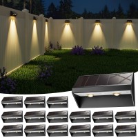 Niorsun Solar Outdoor Lights 16 Pack Led Solar Fence Lights Warm White Solar Deck Lights Outdoor Solar Lights Ip65 Waterproof F