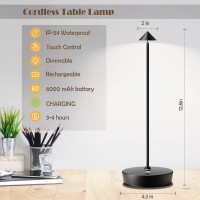 Ztflos Rechargeable Cordless Table Lamps 6000Mah Led Outdoor Table Lights Portable Waterproof Battery Operated Desk Lamp Touch 3