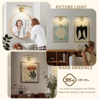 7Degobii Picture Light Dimmable Hard Wired 1575 Inch Adjustable Swing Arm Brass Wall Lights For Pictures Led Display Light For