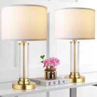 Qimh Lamps For Bedrooms Set Of 2 Table Lamps With White Fabric Lamp Shade 3Color Temperature Bedside Lamp Nightstand Lamp Mo