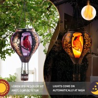 Hot Air Balloon Solar Lantern Outdoor Flame Hanging Solar Light Waterproof Lanterns For Patio Garden Yard Farmhouse Decor Gre