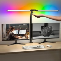 Rgb Double Swing Arm Desk Lamp 24W Ultra Bright Auto Dimming Desk Light Multiangle Adjustment Touch Control Desktop Lamp I