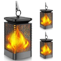 Solar Lanterns Outdoor Waterproof, Upgraded Solar Lights Outdoor Flickering Flame, Hanging Lanterns Decorative Solar Powered Outdoor Lantern Lights For Patio Deck Yard Decor, 2 Pack