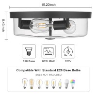 Luminzone Flush Mount Ceiling Light With Clear Glass Shade 3Light Indoor Outdoor Farmhouse Lighting Flush Mount Lights For Kit