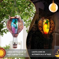 Hot Air Balloon Solar Lantern Hummingbird Lights Flickering Flame Solar Hanging Lights For Outside Waterproof For Garden Yard P