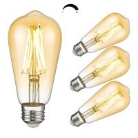 Emliviar Vintage 9W Led Light Bulb With Amber Glass, Antique Led Bulbs 100 Watt Equivalent, 3000K 880Lm Warm White Brightness, Cri 80+, 4 Pack, St58-Led-9W-A