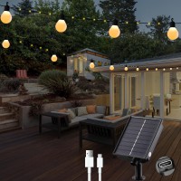 Solar String Lights Outdoor With 20 G40 Bulbs Waterproof 33 Feet 100 Led Solar Powered Lights With Usb Port 8 Light Modes Solar