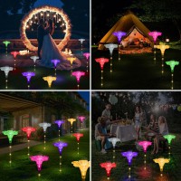 Behiller Upgraded Solar Garden Lights Outside Decorations-Set Of 6Pcs Multicolor Optical Fiber Bigger Lily Solar Flowers Lights Outdoor Waterproof Solar Stake Lights For Wedding Xmas Gifts Yard Decor