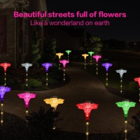 Behiller Upgraded Solar Garden Lights Outside Decorations-Set Of 6Pcs Multicolor Optical Fiber Bigger Lily Solar Flowers Lights Outdoor Waterproof Solar Stake Lights For Wedding Xmas Gifts Yard Decor