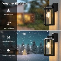 Beslowe 2-Pack Porch Lights Outdoor With Ul Certified Outlet, Modern Outdoor Wall Lights Exterior Lighting Fixtures Waterproof, Outdoor Wall Sconces Outside Lights For House Front Door Garage, Black