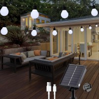 Solar String Lights Outdoor With 20 G40 Bulbs Waterproof 33 Feet 100 Led Solar Powered Lights With Usb Port 8 Light Modes Solar