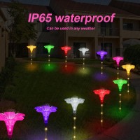 Xgiftkey Solar Garden Lights For Mom Gifts Decor Outdoor 6Pack Fiber Optic Lily Flowers With Unique Housewarming Gifts Outdoor