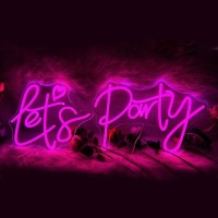 Super Large Lets Party Neon Sign For Bedroom Wall Super Neon Sign For Wall Decor For Bachelorette Party Engagement Party Birt