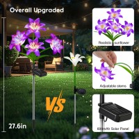 Solar Garden Lights 4 Pack Solar Lights Outdoor Waterproof With Lily Solar Flowers Solar Lights For Outside Garden Decor Outd