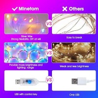 Minetom Curtain Lights 300 Led Dimmable Fairy Lights With Remote And Timer 8 Modes Usb Powered String Lights For Room Wall Pa