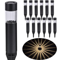 Kelvinlux Solar Pathway Lights Outdoor 12 Pack Waterproof Stainless Steel Led Solar Stake Lights Garden Landscape Lighting For